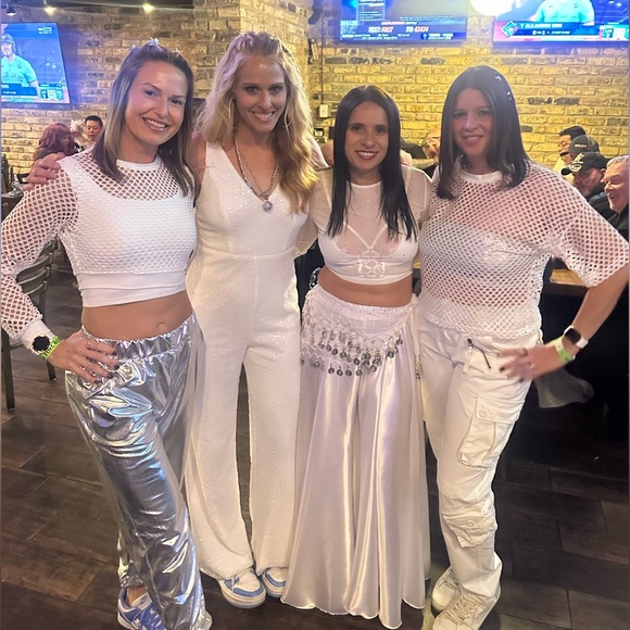 Lulu's White Sequin Jumpsuit with Giant Bow - Picture 4 of 6